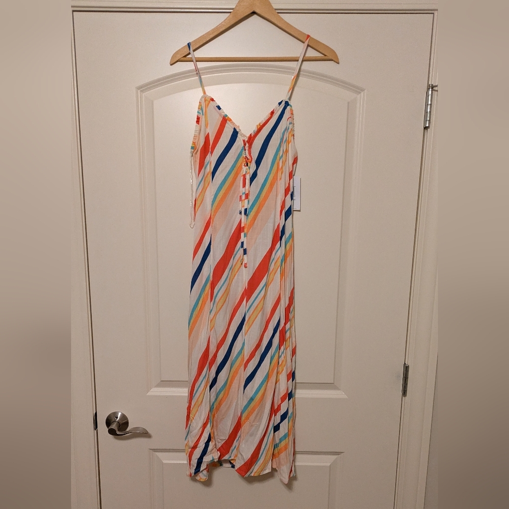 Hurley rainbow‎ color lace-up midi dress